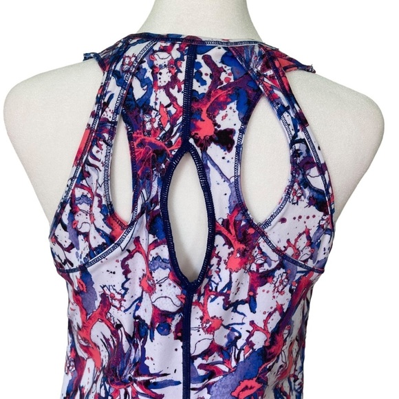 Title Nine Splatter Floral Print Cut Out Back Athletic Dress Shelf Bra (Size M) - Picture 5 of 10